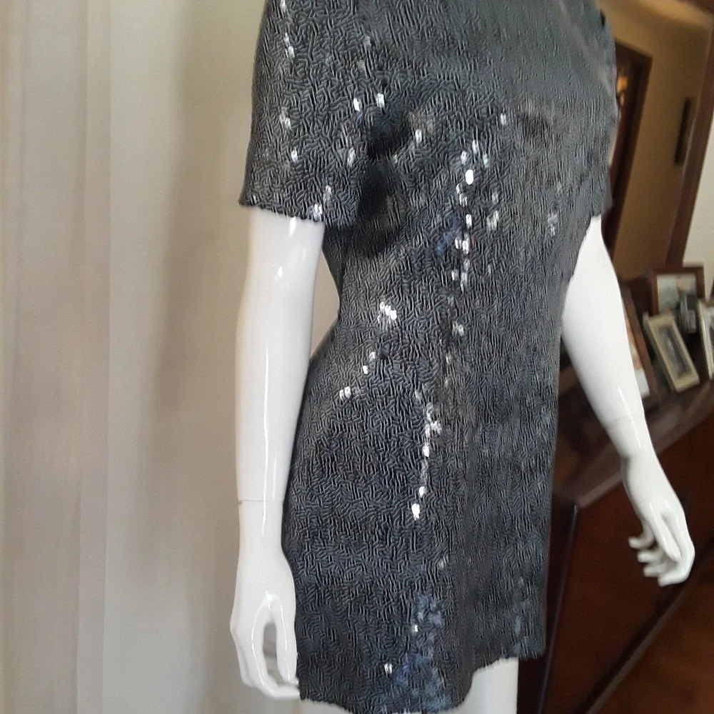 NWT Micheal Kors Black sequin Mini Sheath dress 8 MK Cocktail Party Tunic - Picture 2 of 6